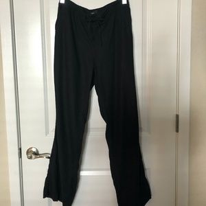 Black linen wide leg pants